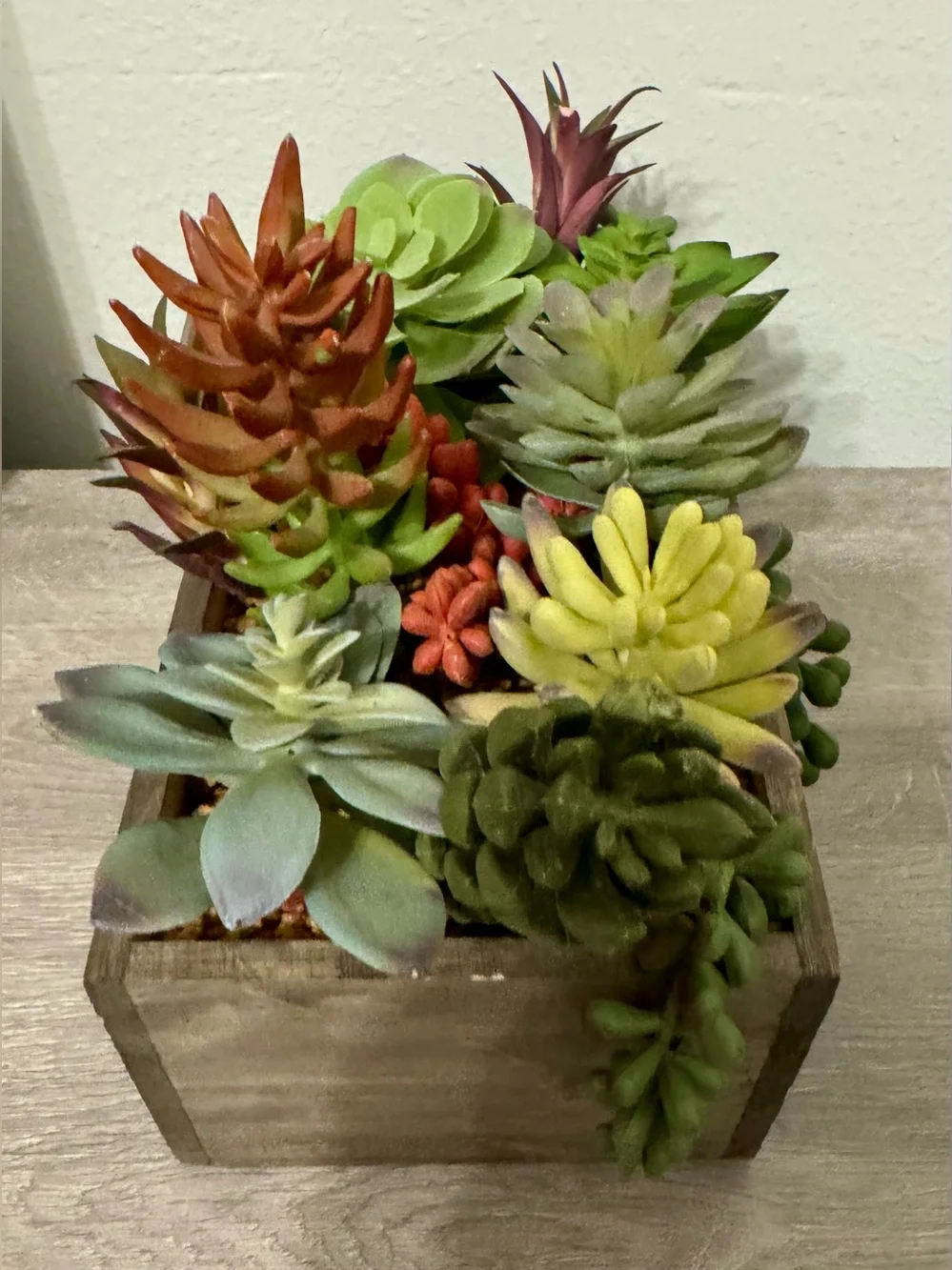 Better Homes & Gardens Faux Succulent Arrangement in a Wooden Box (9.75 x 6.5 in
